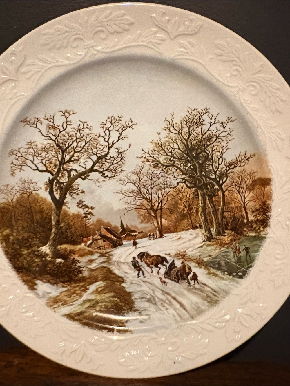 Vintage Royal Staffordshire England "Landscape in Winter" Collector Plate